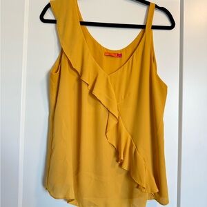 Yellow Ruffle Asymmetrical Tank